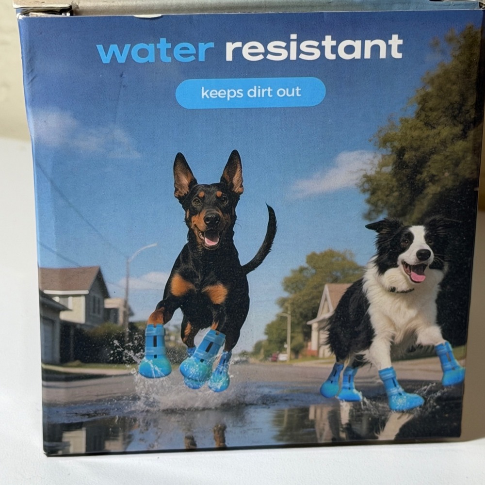 Fdceligoo‎ Blue Rubber Dog Booties Water Resistant Heat Insulation